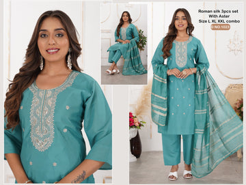 Roman Silk Party Wear Kurti Pant Set