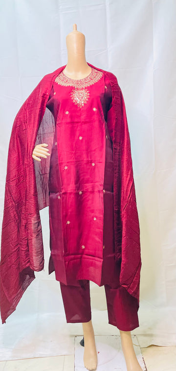 Roman Silk Heavy Party Wear Suit with Cotton Inner